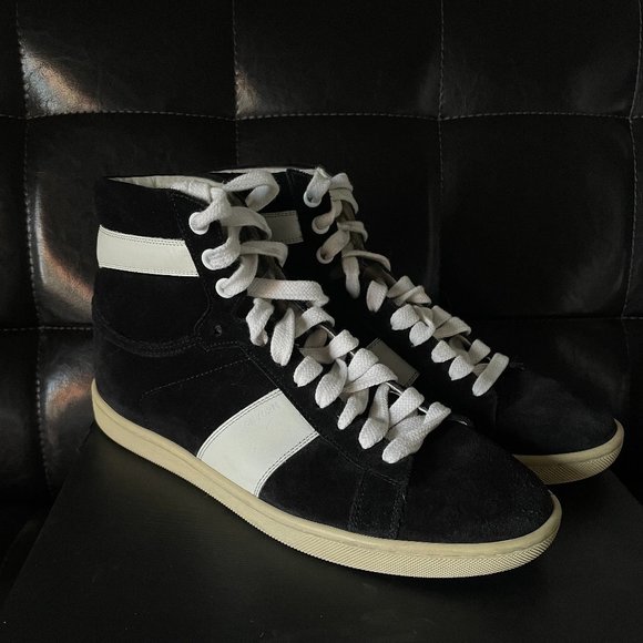 Saint Laurent Black Sl02h Suede Sneaker - Picture 1 of 4
